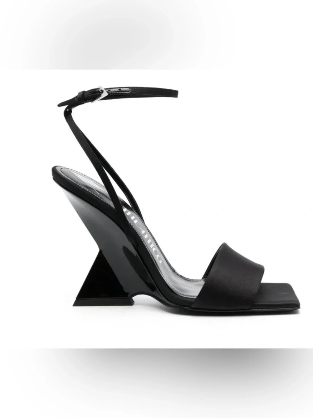 The Attico Women's Black Cheope Satin Wedge Sandal Shoes